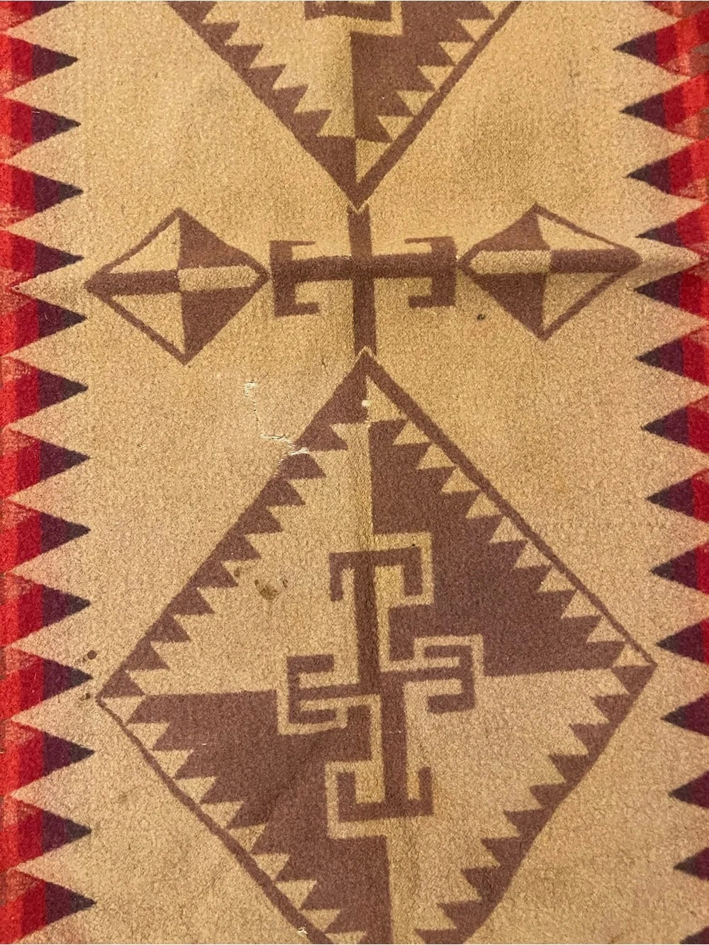 Vintage 20s Pendleton? Brown Reversible Wool Throw Blanket Aztec Tribal Western